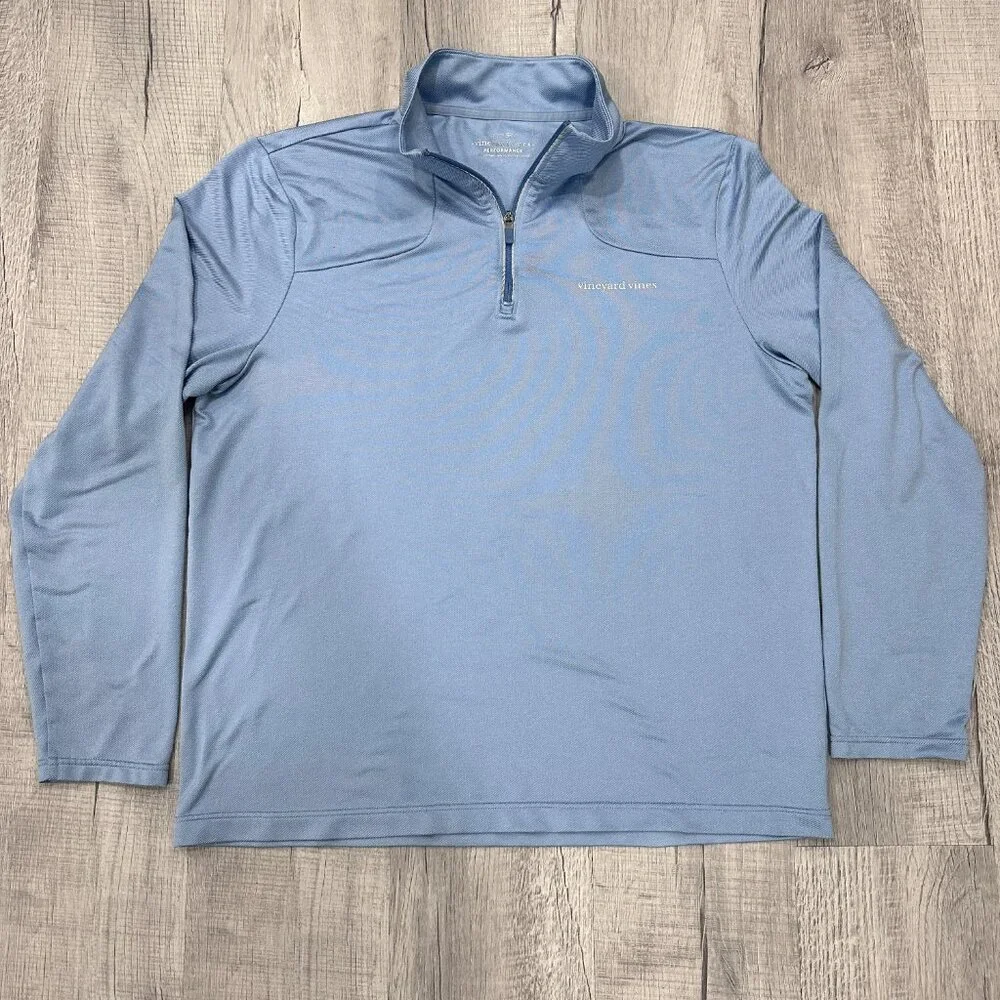 Vineyard Vines Sweatshirt Mens Large Performance 1/4 Zip Pullover Blue Stretch - Picture 5 of 11